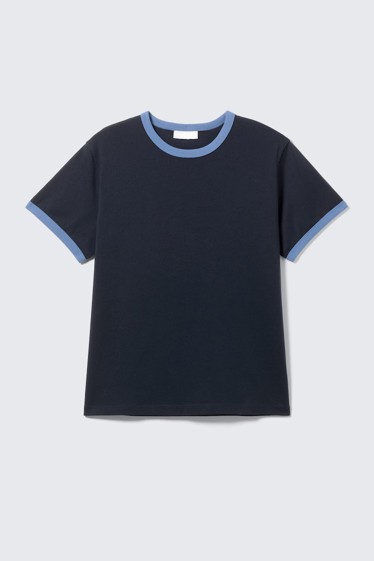 Contrast Trim Cotton T-Shirt