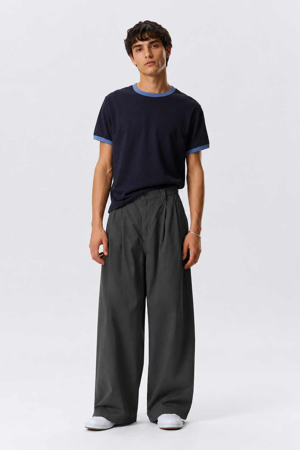 Contrast Trim Cotton T-Shirt